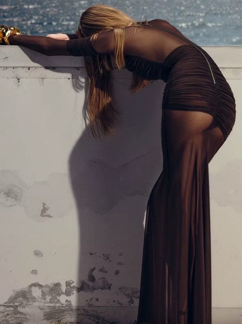Vestido Longo com Transparência Ciara