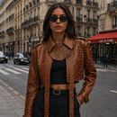 Jaqueta Cropped Croco Avant-Garde
