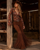 Calça Flare Boho Suede