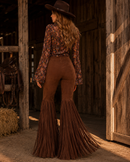 Calça Flare Boho Suede