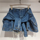 Shorts Saia Denim Fusion: Design Jaqueta Amarrada