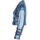 Jaqueta Biker Cropped Croco Metallic