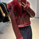 Jaqueta Biker Cropped Borgonha