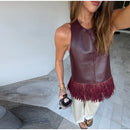 Top de Couro com Franjas