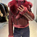 Jaqueta Biker Cropped Borgonha