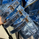 Jaqueta Biker Cropped Croco Metallic